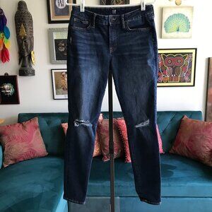GAP size 29 regular Stretch Distressed Denim Sculpt Legging Jeans Medium Indigo